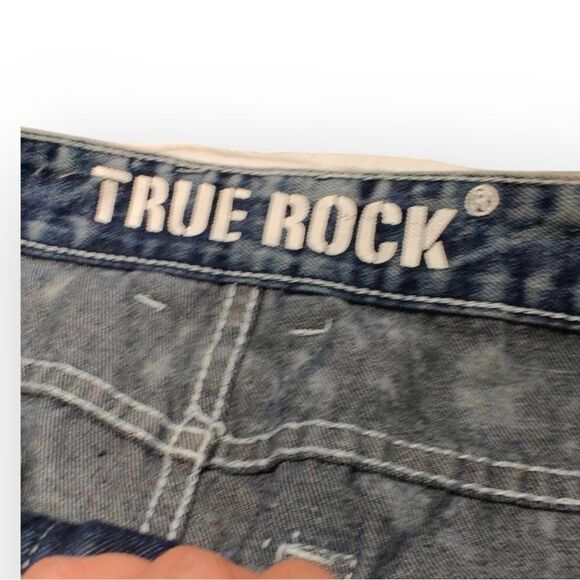 TRUE ROCK Blue Relaxed Distressed Jeans Sz 36 - Picture 2 of 5